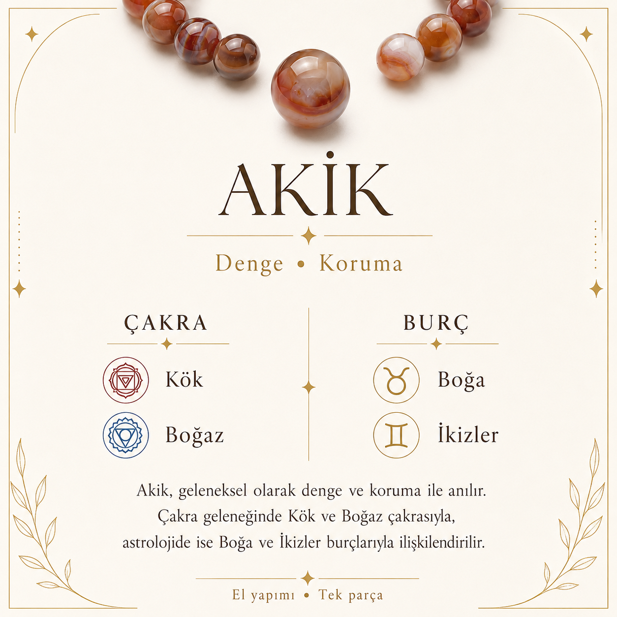 Akik Doğal Taş Bileklik