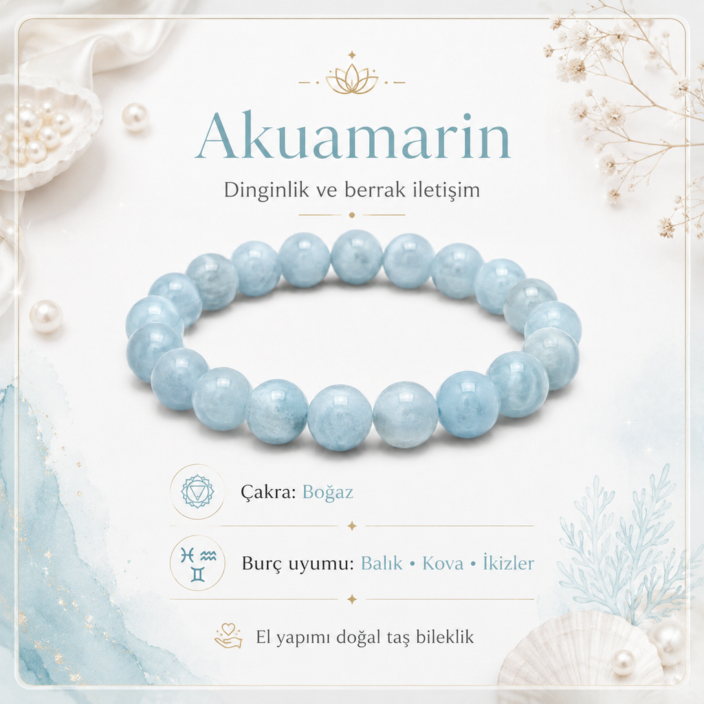Akuamarin Doğal Taş Bileklik