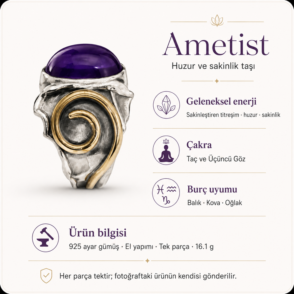 Ametist 925 Ayar Gümüş Yüzük