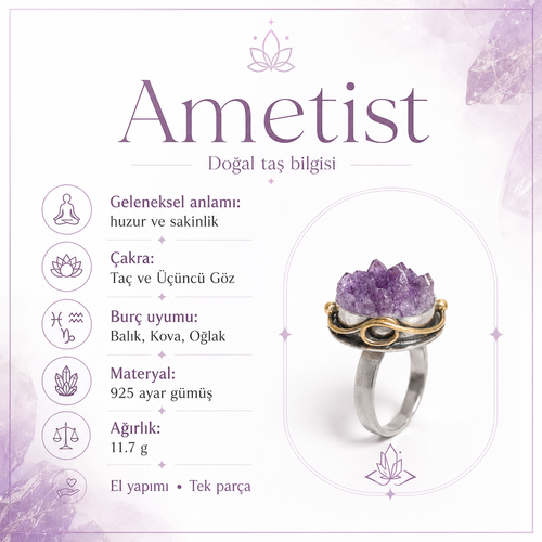 Ametist 925 Ayar Gümüş Yüzük