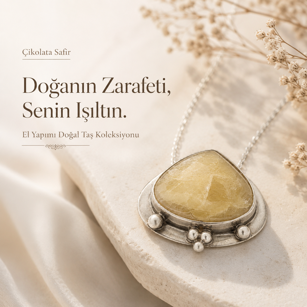 Çikolata Safir 925 Ayar Gümüş Kolye