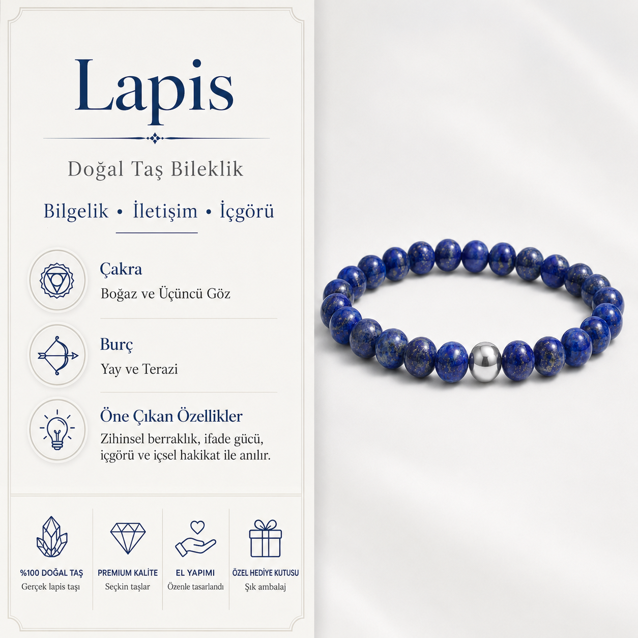 Erkek Lapis Gümüş Detay Bileklik ürün bilgi kartı