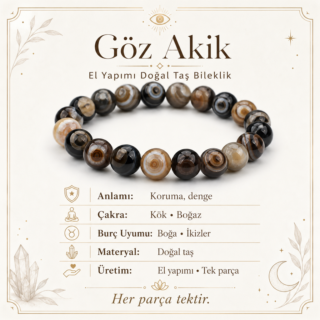 Göz Akik Doğal Taş Bileklik