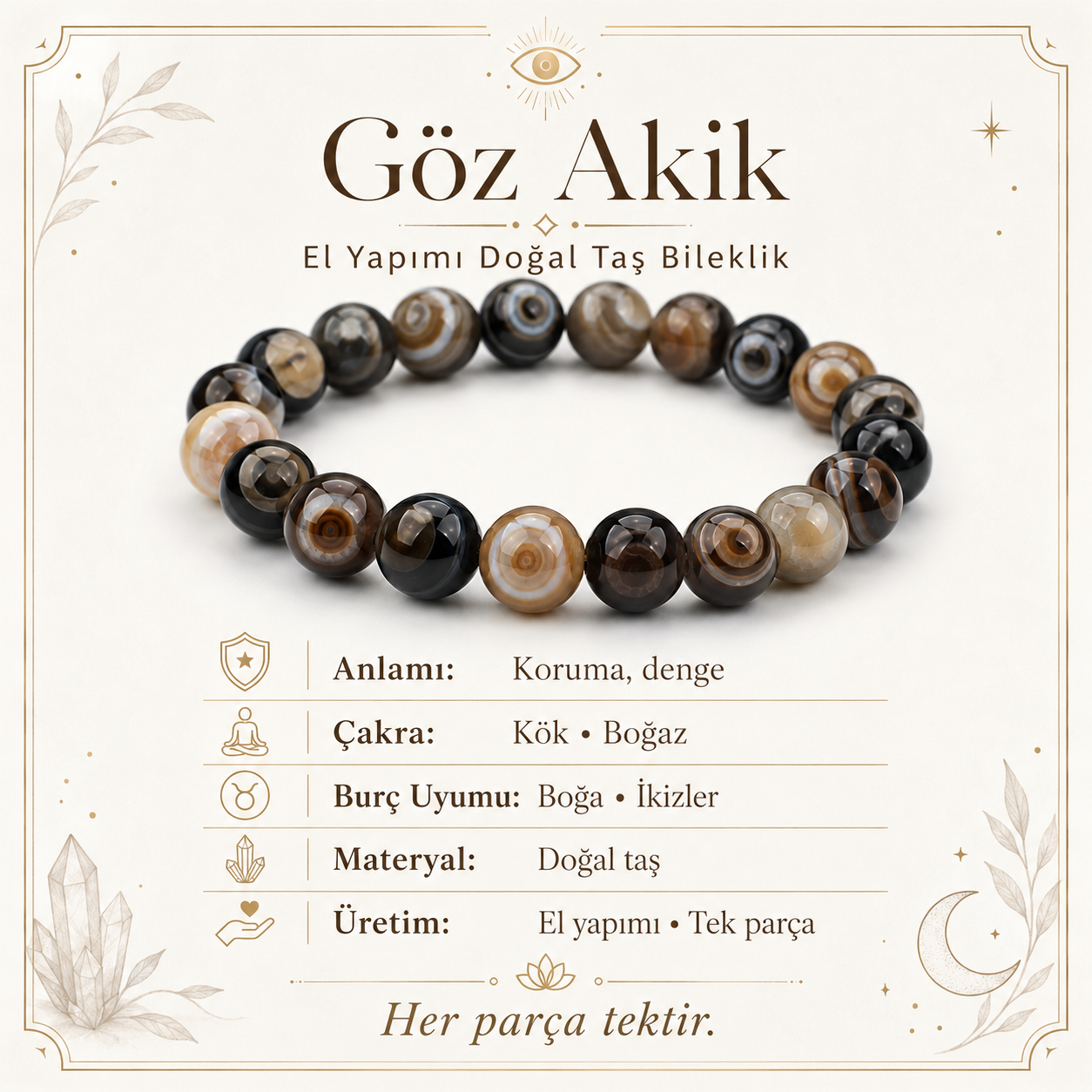 Göz Akik Doğal Taş Bileklik