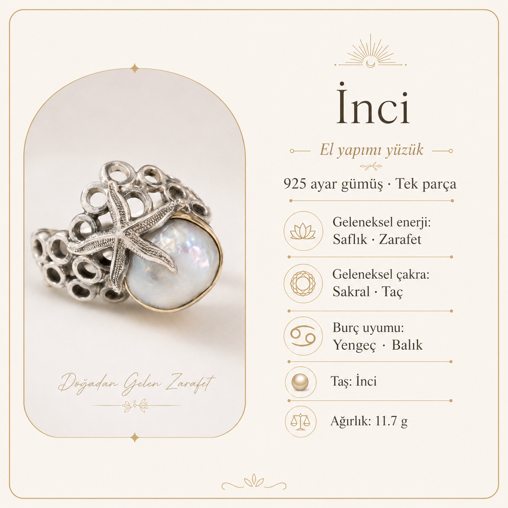 İnci 925 Ayar Gümüş Yüzük