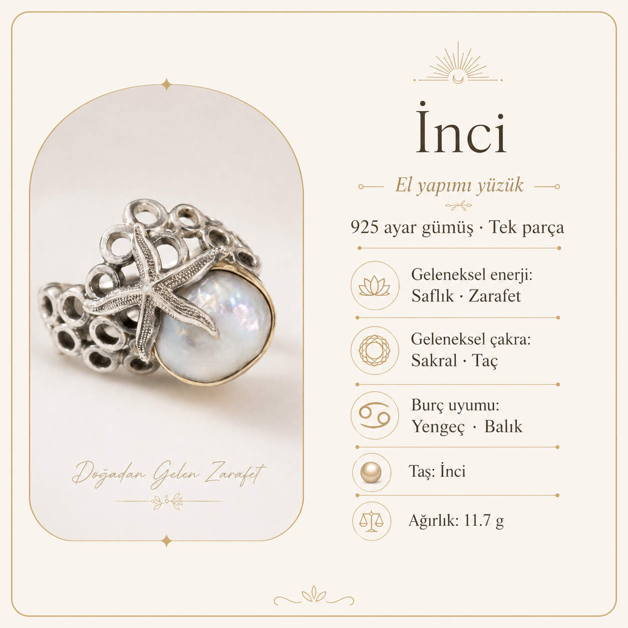 İnci 925 Ayar Gümüş Yüzük
