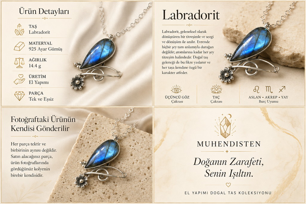 Labradorit 925 Ayar Gümüş Kolye