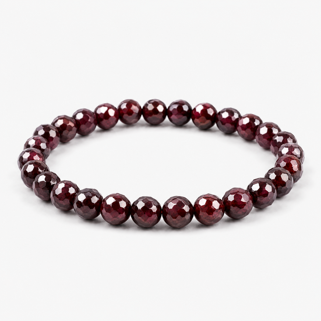 Lal (Garnet) Doğal Taş Bileklik (Faset Kesim)