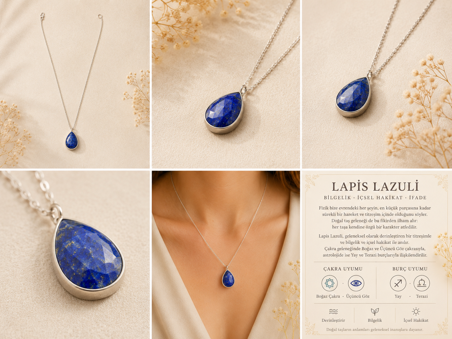 Lapis Lazuli 925 Ayar Gümüş Kolye
