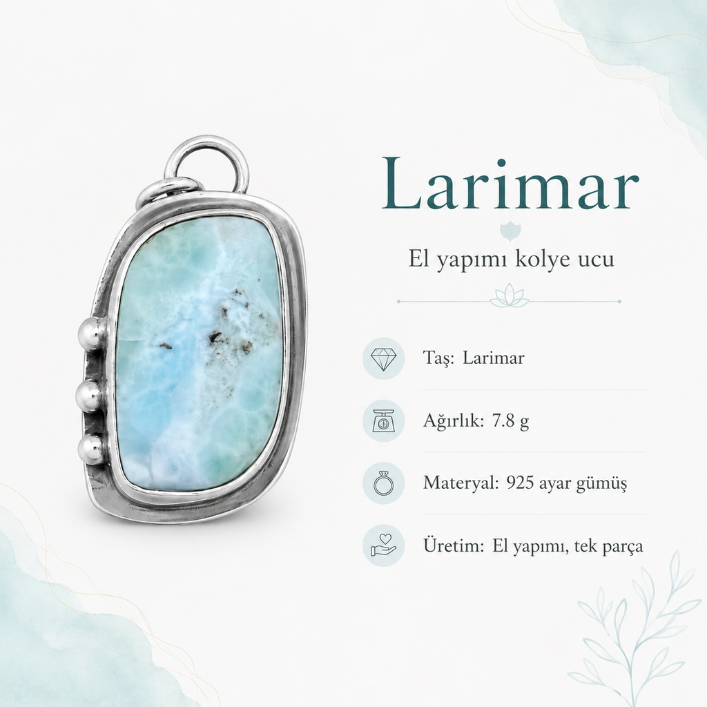 Larimar 925 Ayar Gümüş Kolye