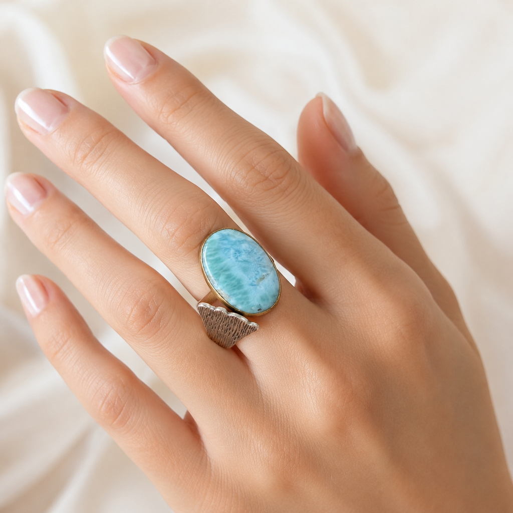 Larimar 925 Ayar Gümüş Yüzük