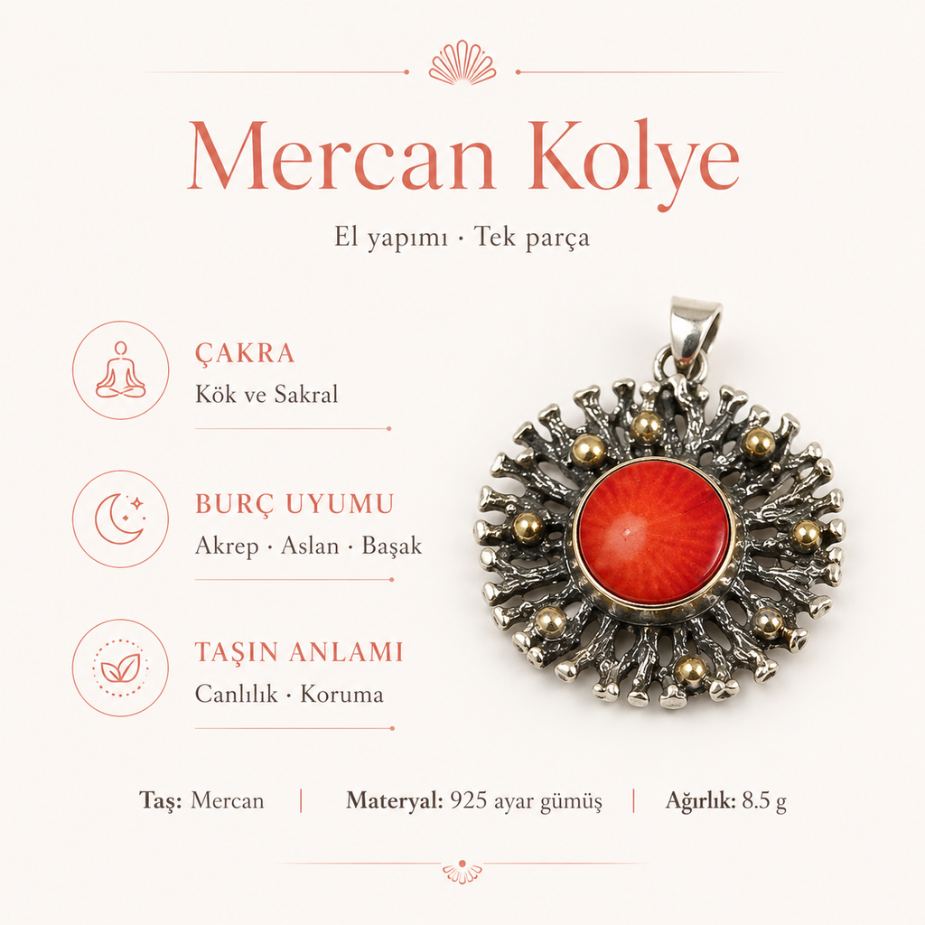 Mercan 925 Ayar Gümüş Kolye