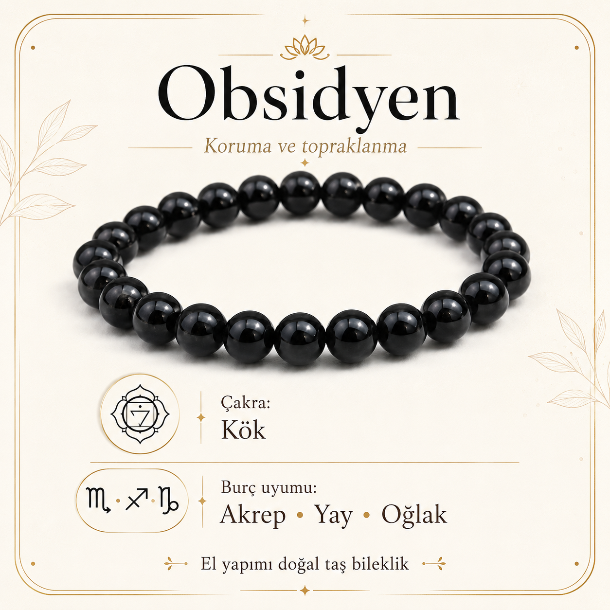 Obsidyen Doğal Taş Bileklik