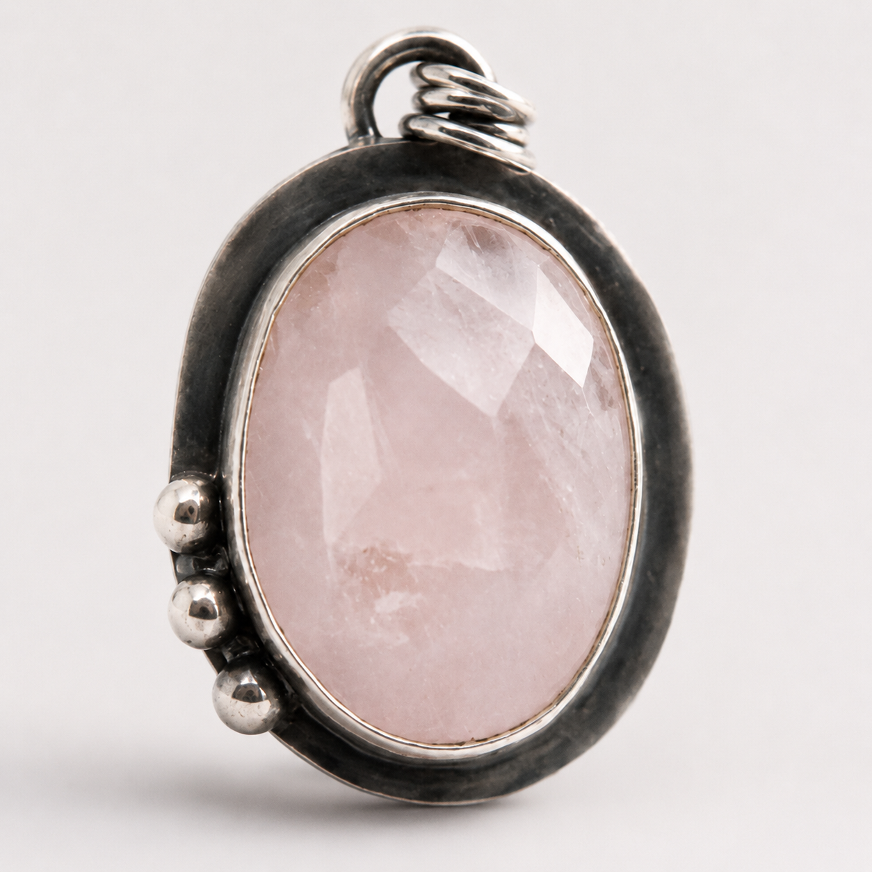 Pembe Kuvars 925 Ayar Gümüş Kolye