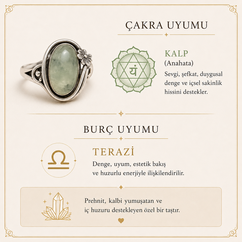 Prehnit 925 Ayar Gümüş Yüzük