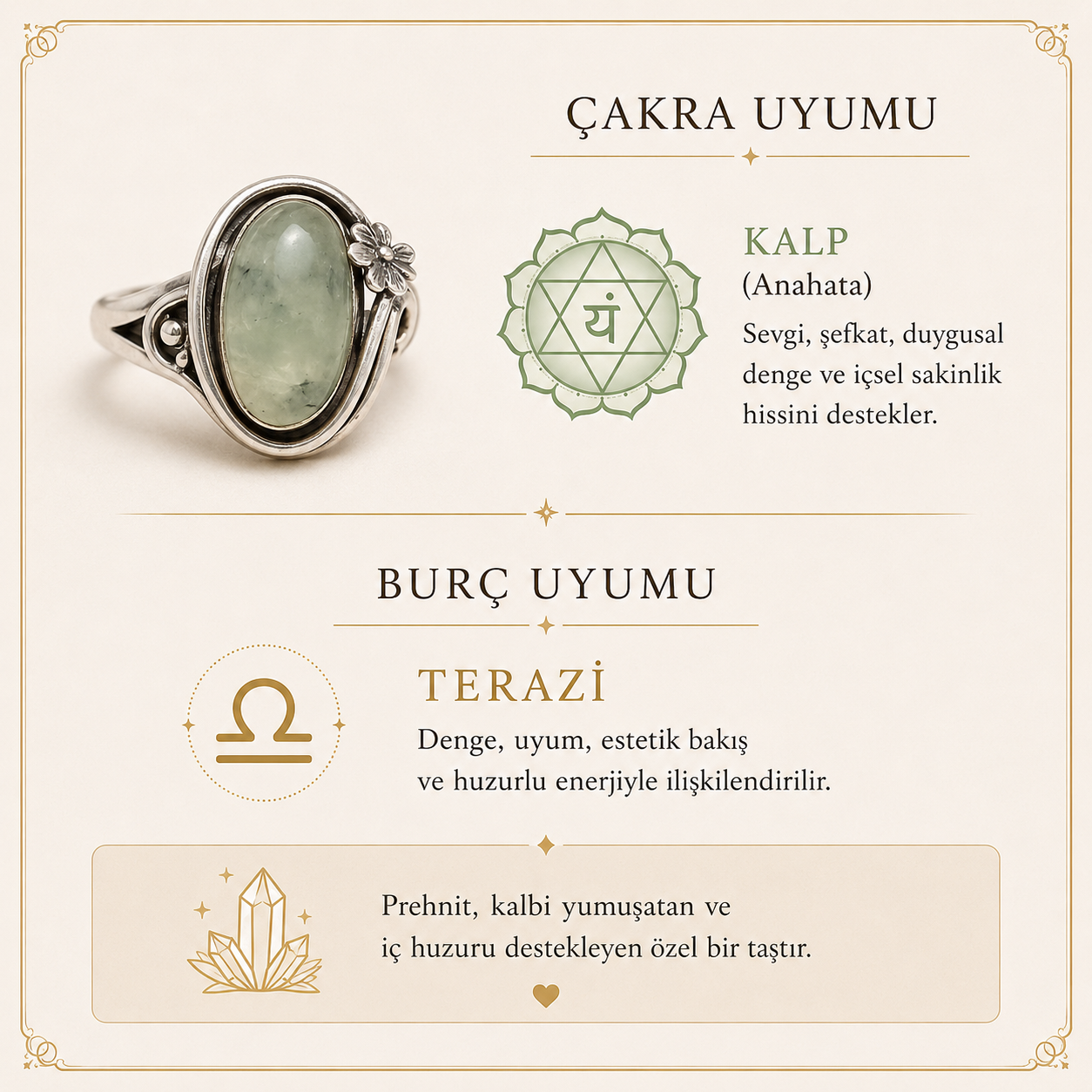 Prehnit 925 Ayar Gümüş Yüzük