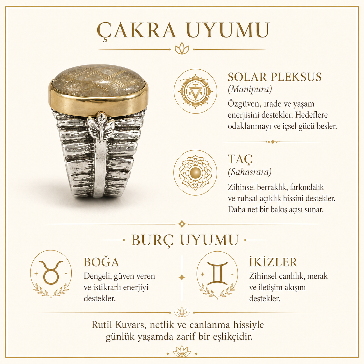 Rutil Kuvars 925 Ayar Gümüş Yüzük