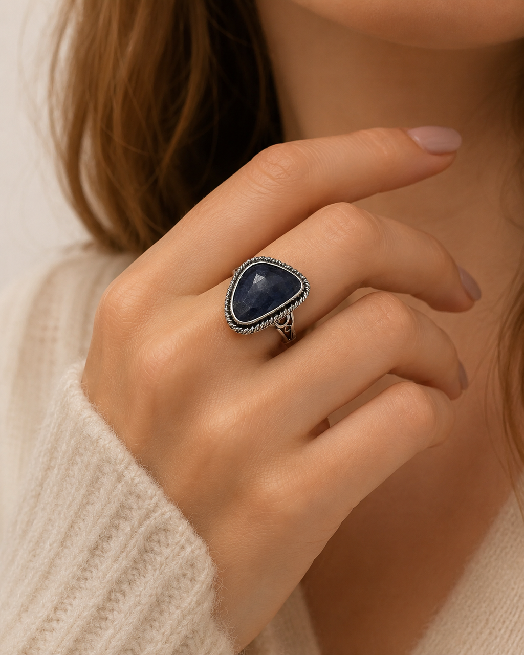 Safir 925 Ayar Gümüş Yüzük