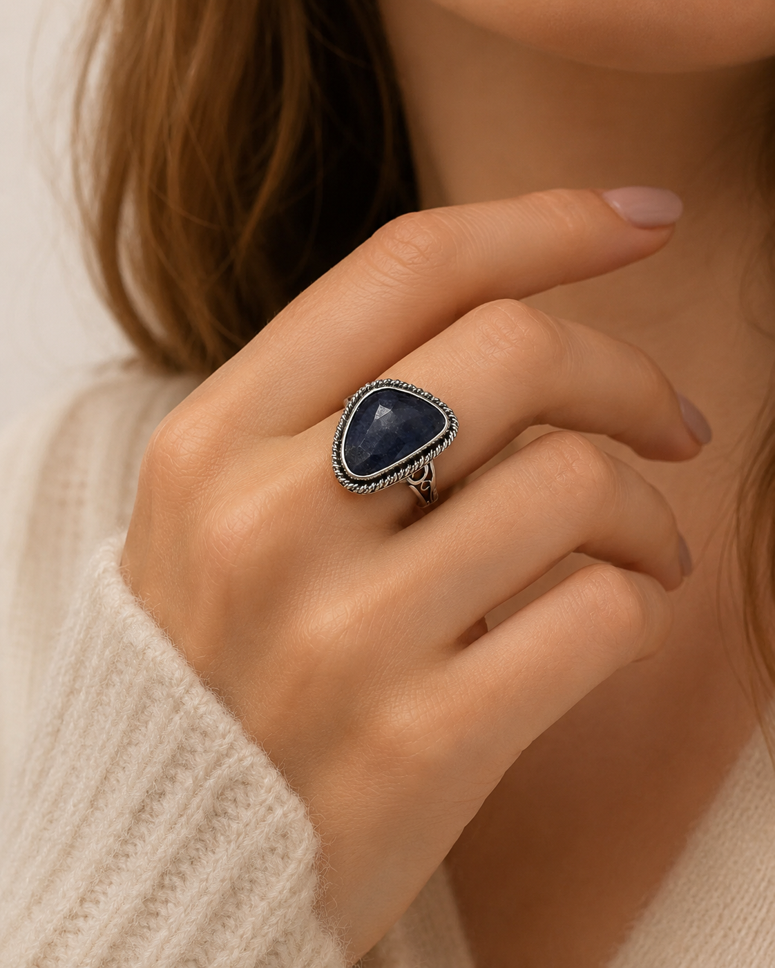 Safir 925 Ayar Gümüş Yüzük