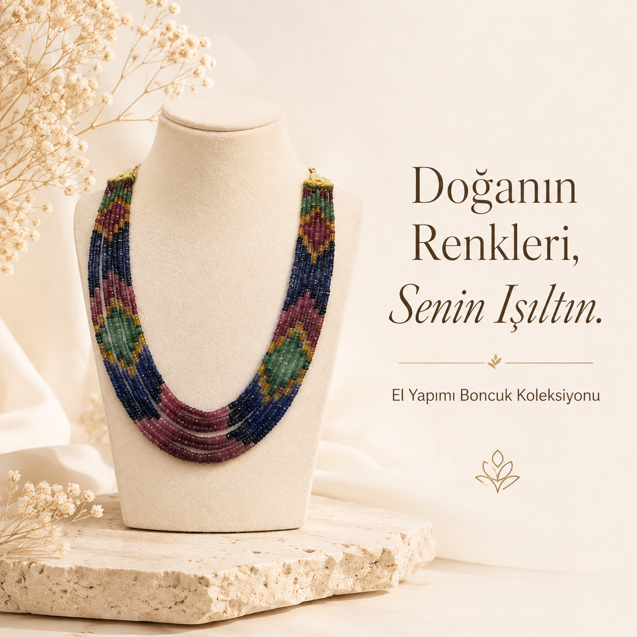 Safir, Yakut ve Zümrüt Kolye