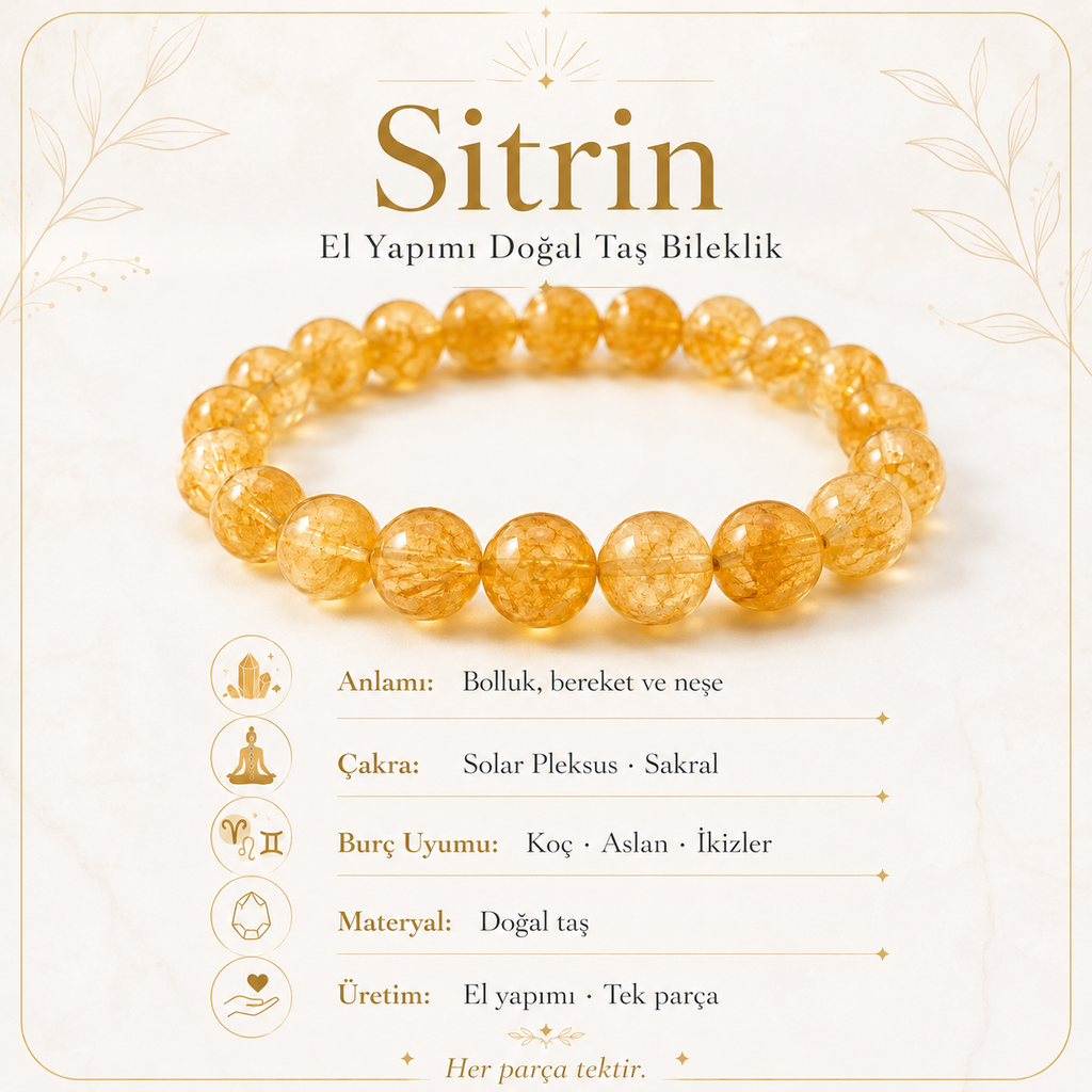 Sitrin Doğal Taş Bileklik