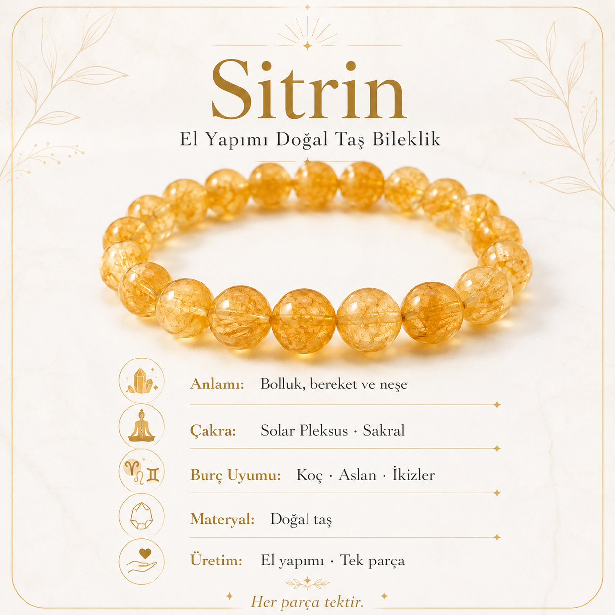 Sitrin Doğal Taş Bileklik