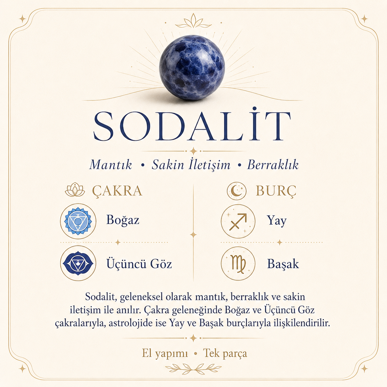 Sodalit Doğal Taş Bileklik