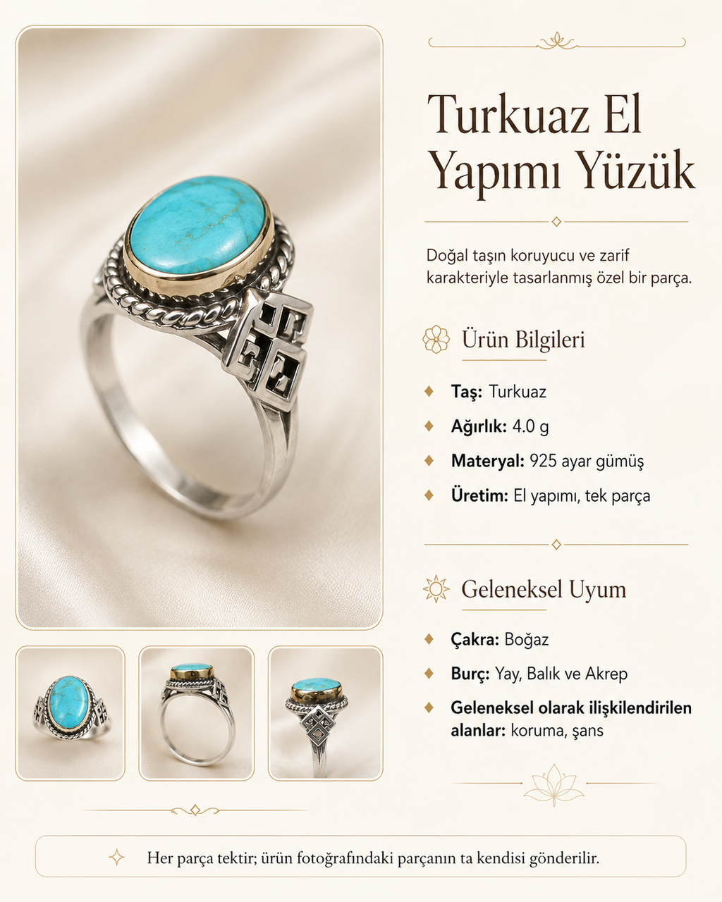 Turkuaz 925 Ayar Gümüş Yüzük