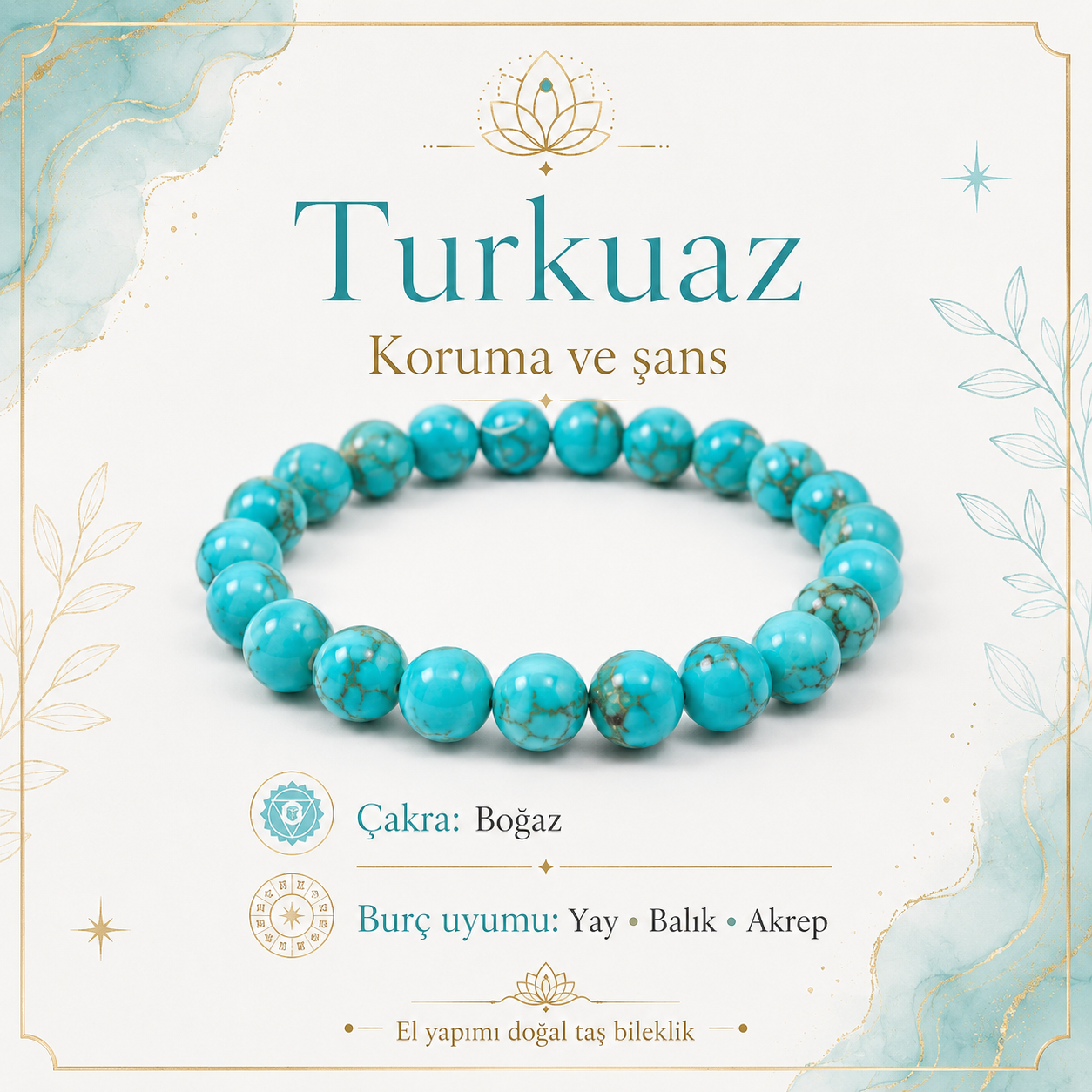 Turkuaz Doğal Taş Bileklik