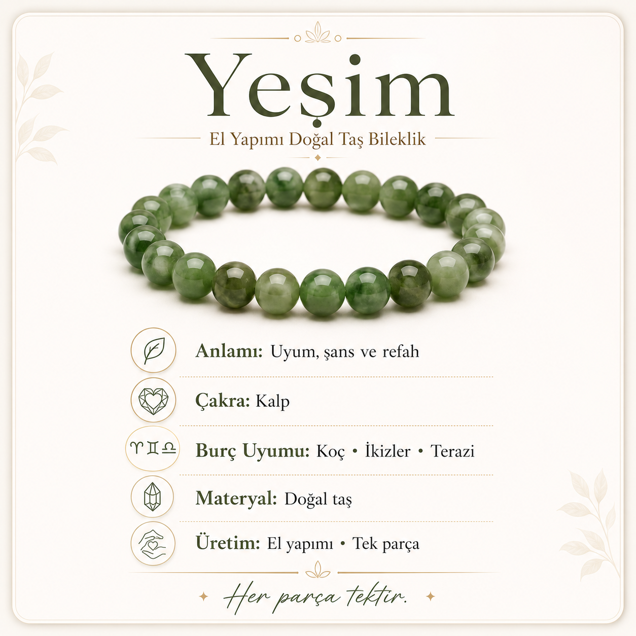 Yeşim Doğal Taş Bileklik