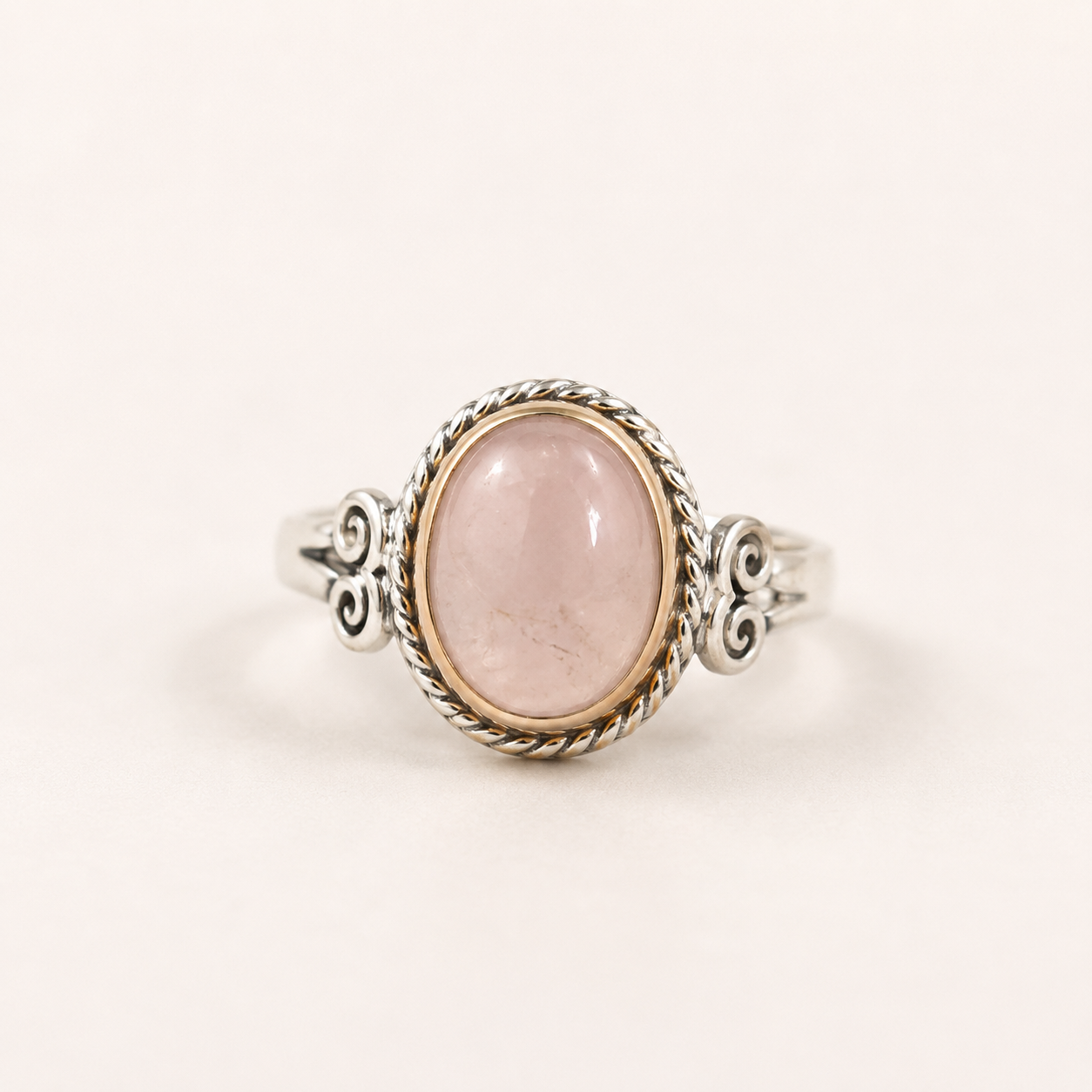 Pembe Kuvars 925 Ayar Gümüş Yüzük
