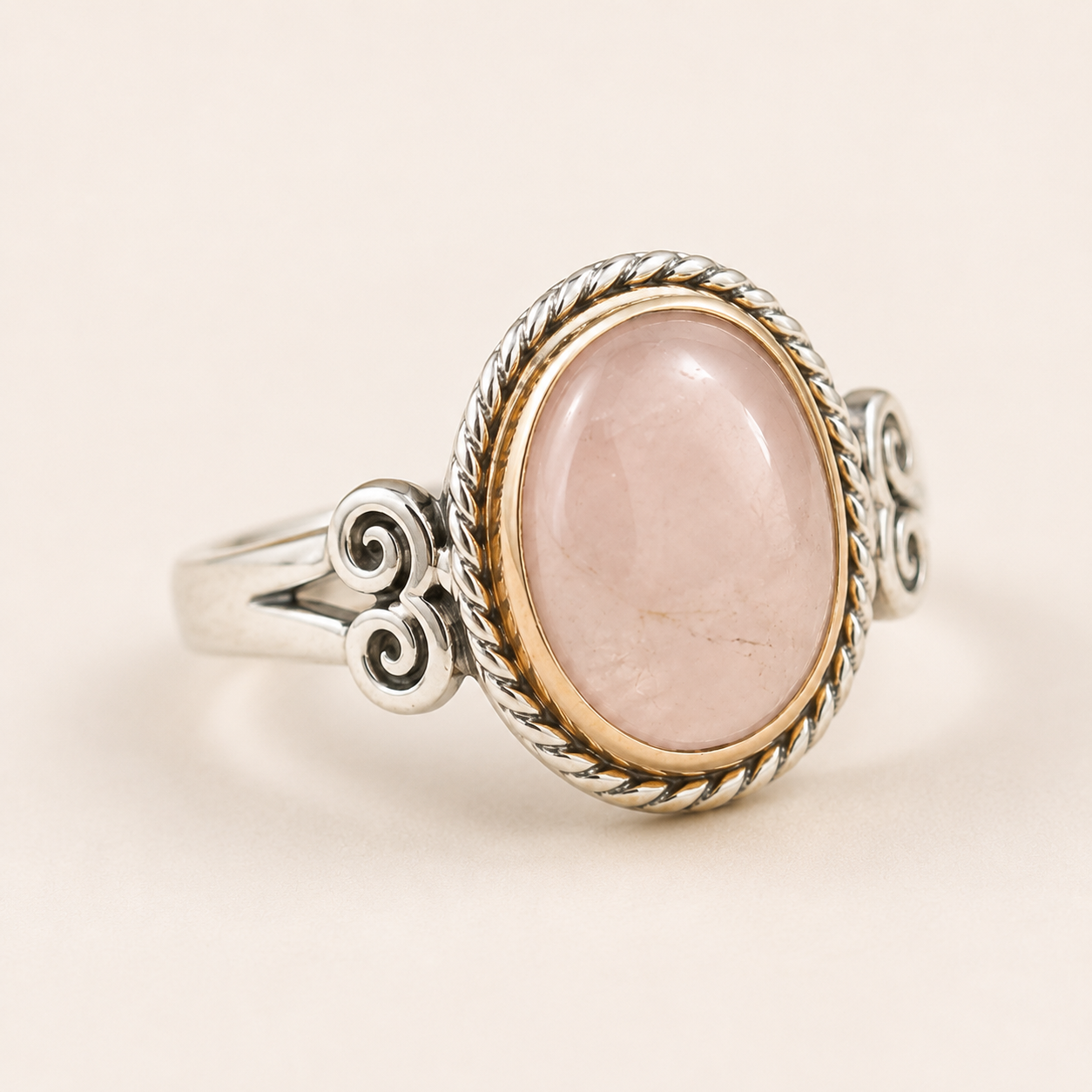 Pembe Kuvars 925 Ayar Gümüş Yüzük